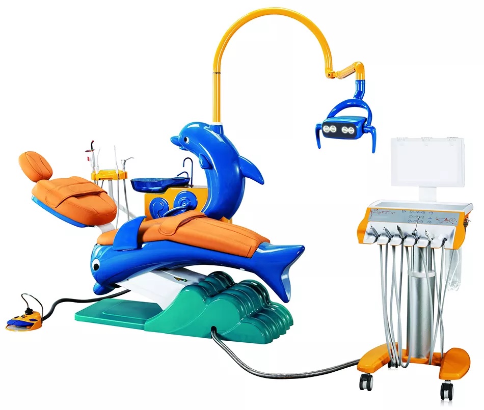 Hệ thống ghế máy Nha khoa cho trẻ em với thiết kế rất hình cá heo rất ngộ nghĩnh