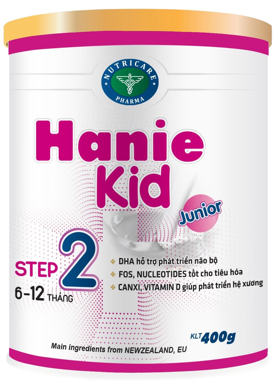 Sữa Hanie Kid 2 (Sữa đặc hiệu dành cho trẻ phát triển não bộ; hỗ trợ tiêu hóa; giúp phát triển hệ xương dùng cho trẻ từ 6 -> 12 tháng tuổi;  ….)