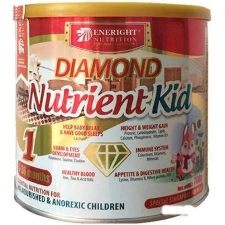 Sữa Diamond Nutrient Kid 1; 2; Kao (Sữa đặc hiệu dùng cho trẻ từ 01 đến 06 tuổi biếng ăn, ốm yếu, suy dinh dưỡng; thấp còi, trẻ cần tăng cân, bổ sung cho chế độ ăn thiếu đạm và vi chất dinh dưỡng)