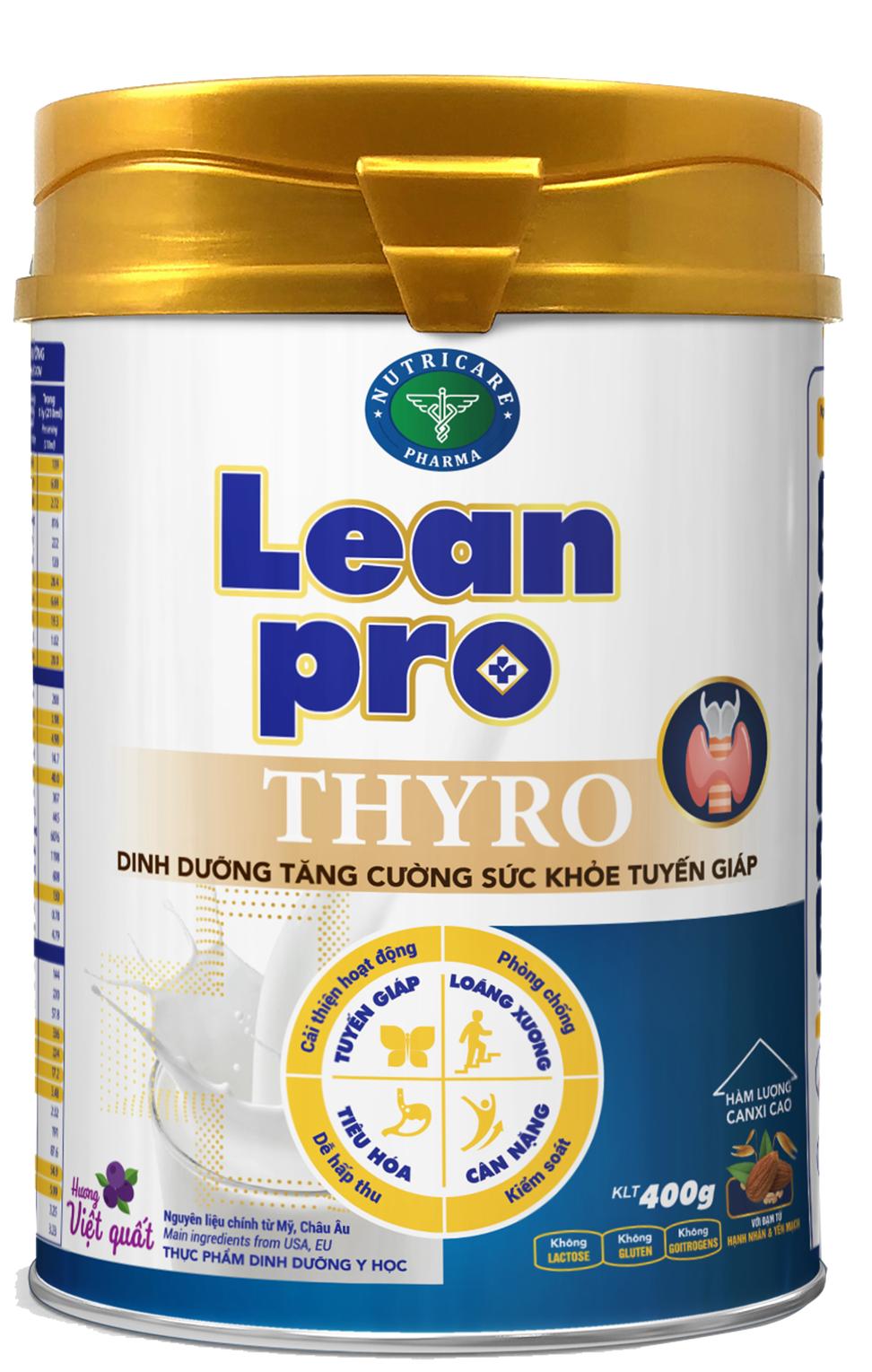 Sữa Lean Pro Thyro (Sữa đặc hiệu dành cho người lớn; trẻ em trên 10 tuổi suy giảm chức năng tuyến giáp, bệnh nhân suy giáp, bệnh nhân sau phẫu thuật tuyến giáp, bệnh nhân sau điều trị phóng xạ lod)