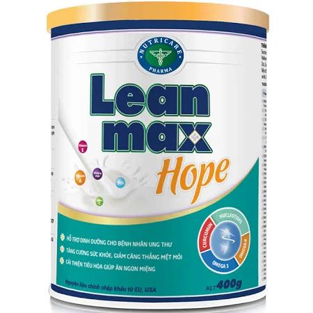 Sữa Leanmax Hope (Sữa đặc hiệu chuyên biệt hỗ trợ dinh dưỡng cho bệnh nhân Ung Thư, tăng cường sức đề kháng nhằm chống lại bệnh, giảm căng thẳng mệt mỏi, cải thiện tiêu hóa và giúp ăn ngon miệng)